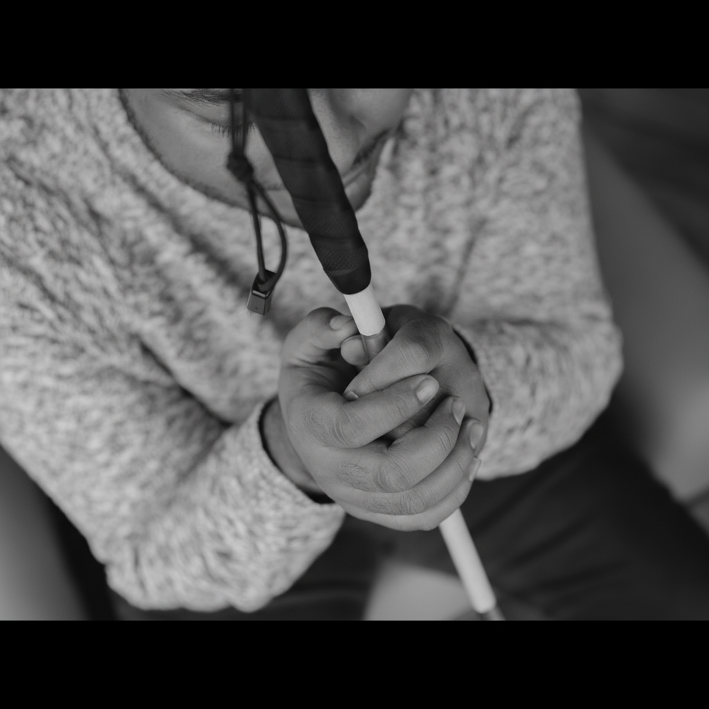 Blind Academy artist working during creative training